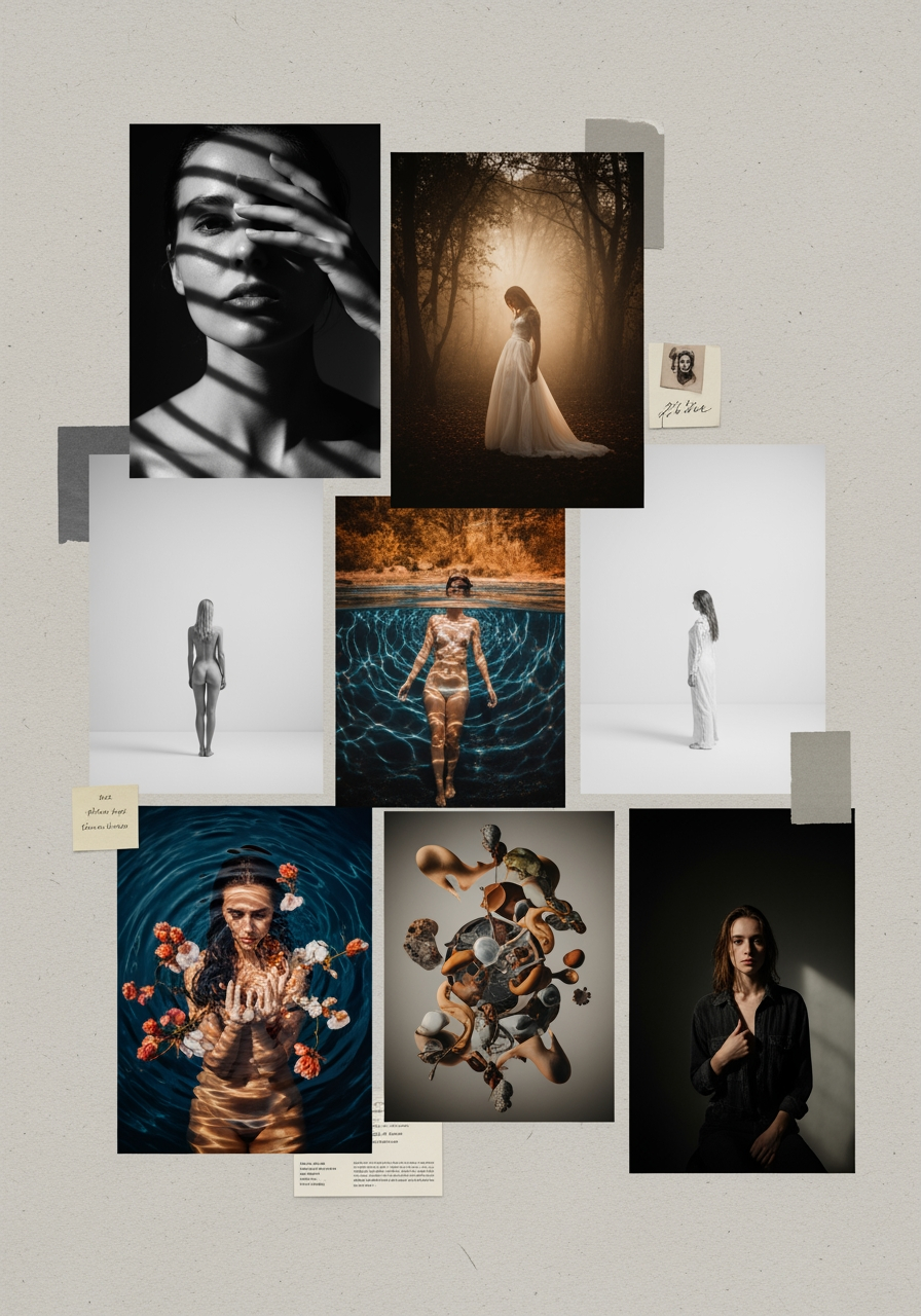 Moodboard voor naaktfotografiesessie